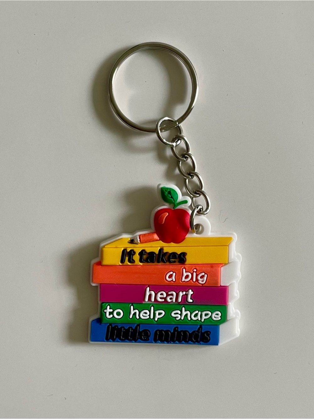 New Colorful Teacher Keychain - 'It takes a big heart' Apple Design